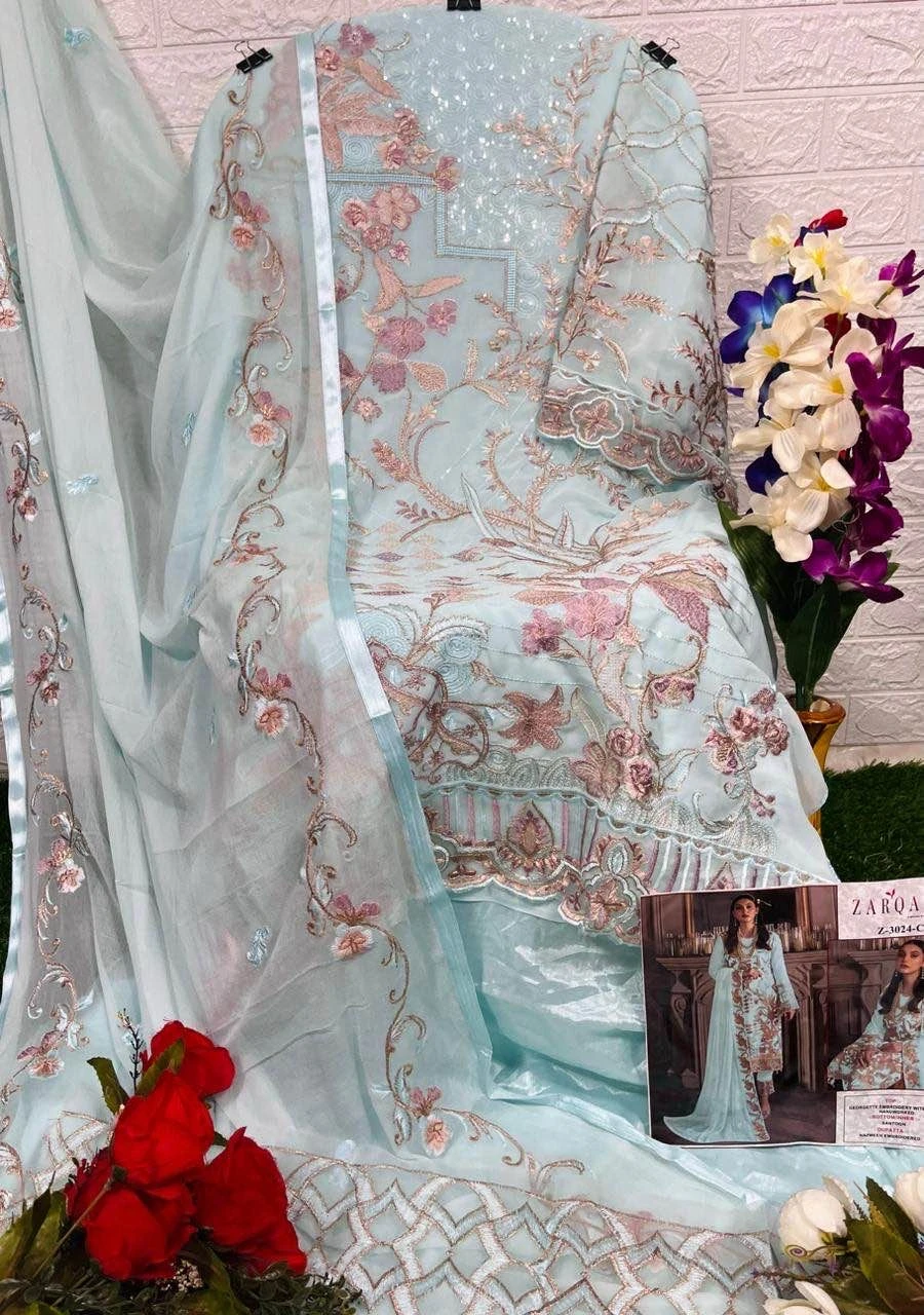 Zarqash Z 3024 Georgette Wholesale Pakistani Salwar Suit Catalog — Wholesale Pakistani Suits, MPA wholesale from Surat - Gallery Image 6